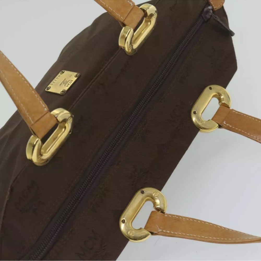 MCM Brown and Tan Satchel with Gold Hardware - Picture 4 of 16